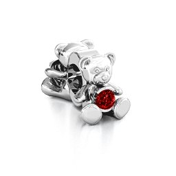 My Teddy Bear Bracelet Charm in 925 Sterling Silver with Garnet