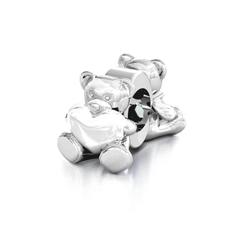 My Teddy Bear Bracelet Charm – Sterling Silver with Opal