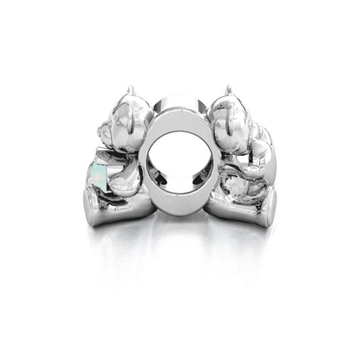 My Teddy Bear Bracelet Charm – Sterling Silver with Opal