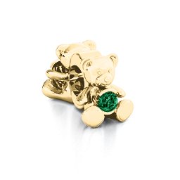 My Teddy Bear Bracelet Charm in 9K Solid Yellow Gold with Emerald