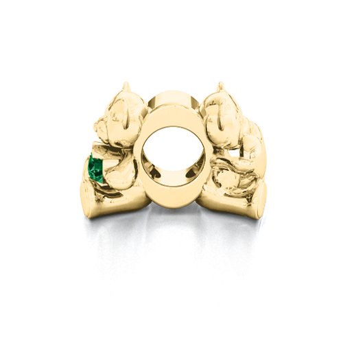 My Teddy Bear Bracelet Charm – 9kt Yellow Gold with Emerald