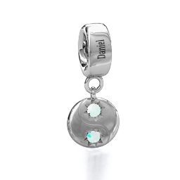 Yin-Yang Perfect Match Bracelet Charm in 925 Sterling Silver with Opal
