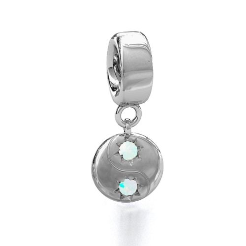 Yin-Yang Perfect Match Bracelet Charm – Sterling Silver with Opal