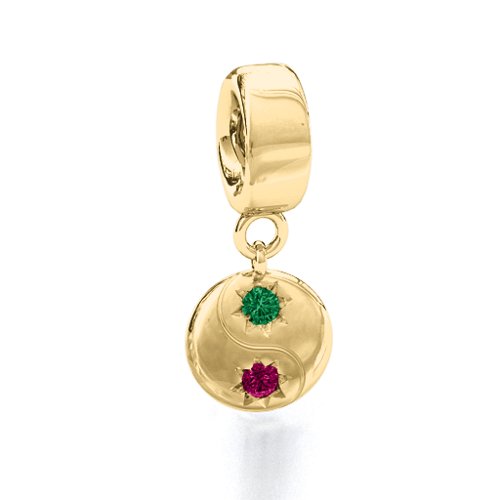 Yin-Yang Perfect Match Bracelet Charm – 9kt Yellow Gold with Emerald and Ruby