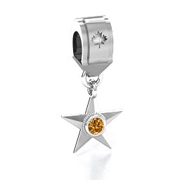 My Hero - Canada Flag Bracelet Charm in 925 Sterling Silver with Citrine