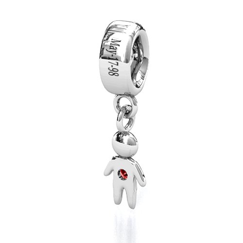 My Man Bracelet Charm – Sterling Silver with Garnet