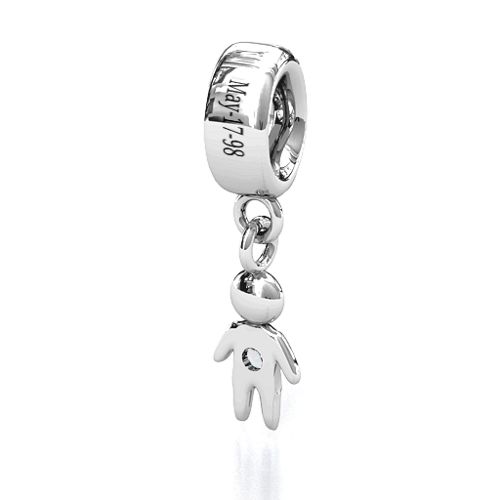 My Man Bracelet Charm – Sterling Silver with Opal