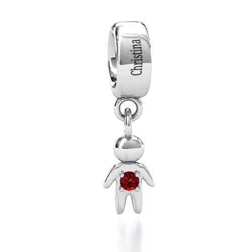 My Man Bracelet Charm – Sterling Silver with Garnet