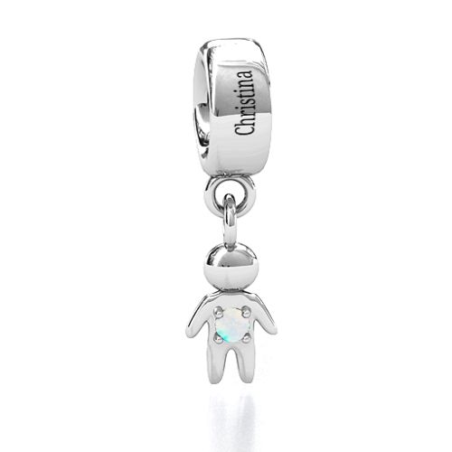 My Man Bracelet Charm – Sterling Silver with Opal