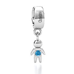 My Man Bracelet Charm – 9kt Yellow Gold with Blue Topaz