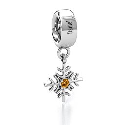 Snowflake Bracelet Charm in 925 Sterling Silver with Citrine