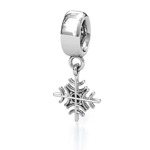 Snowflake Bracelet Charm – Sterling Silver with Opal