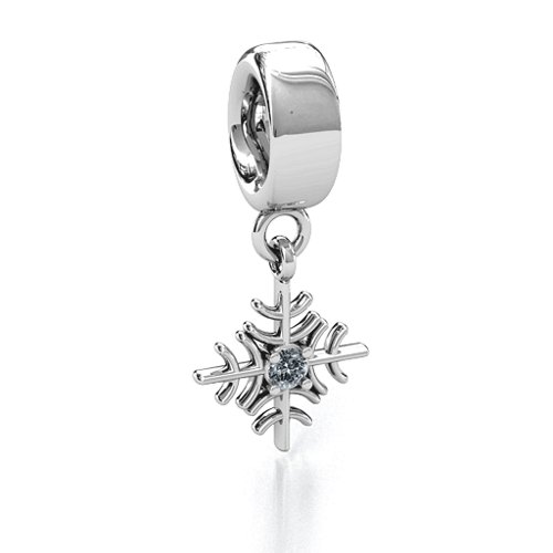 Snowflake Bracelet Charm – Sterling Silver with Cubic Zirconia