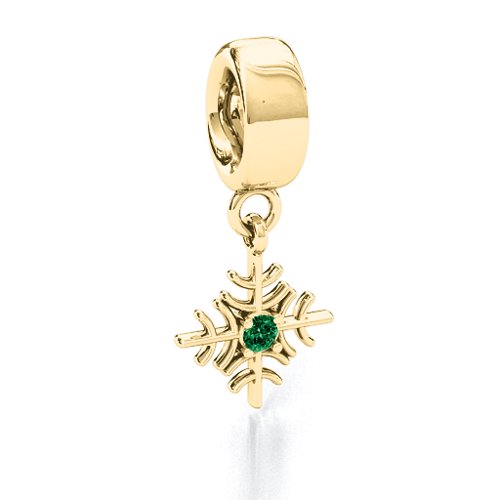 Snowflake Bracelet Charm – 9kt Yellow Gold with Emerald