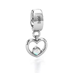 Heart Nest Bracelet Charm in 925 Sterling Silver with Opal