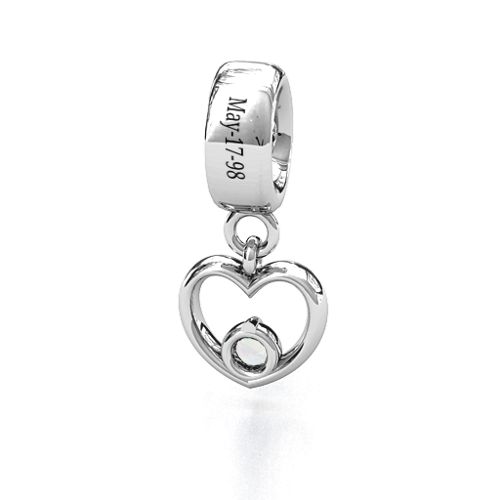 Heart Nest Bracelet Charm – Sterling Silver with Opal