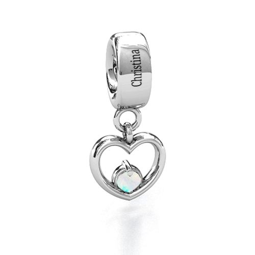Heart Nest Bracelet Charm – Sterling Silver with Opal