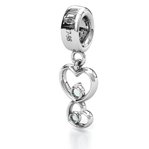 Double Heart Nest Bracelet Charm – Sterling Silver with Opal