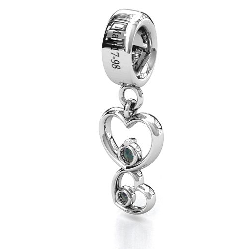 Double Heart Nest Bracelet Charm – Sterling Silver with Alexandrite