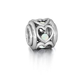Heart Quintet Bracelet Charm in 925 Sterling Silver with Opal