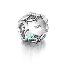 Party of Hearts Bracelet Charm in 925 Sterling Silver with Opal
