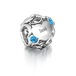 Party of Hearts Bracelet Charm in 925 Sterling Silver with Blue Topaz