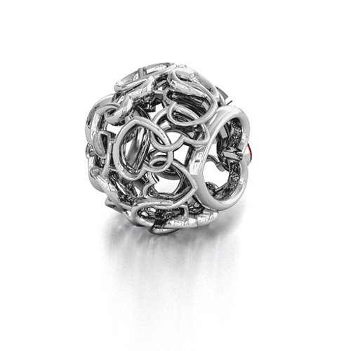 Party of Hearts Bracelet Charm – Sterling Silver with Garnet