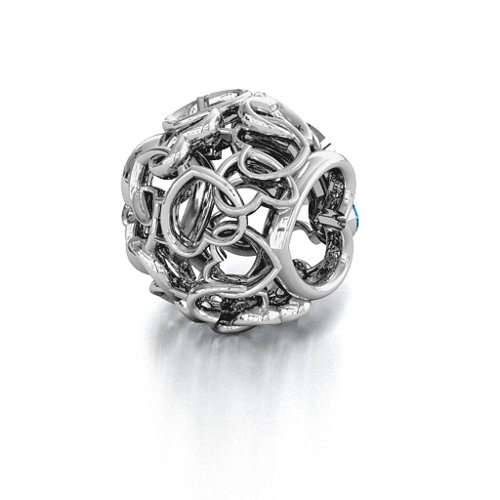 Party of Hearts Bracelet Charm – Sterling Silver with Blue Topaz