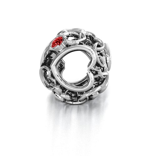 Party of Hearts Bracelet Charm – Sterling Silver with Cubic Zirconia and Garnet