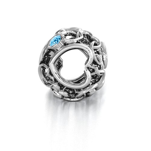 Party of Hearts Bracelet Charm – Sterling Silver with Blue Topaz