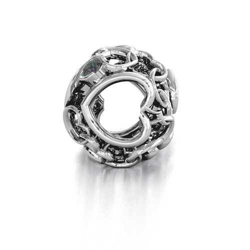 Party of Hearts Bracelet Charm – Sterling Silver with Alexandrite