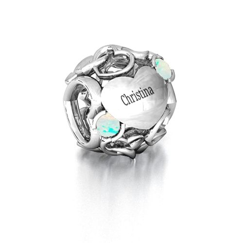 Party of Hearts Bracelet Charm – Sterling Silver with Opal