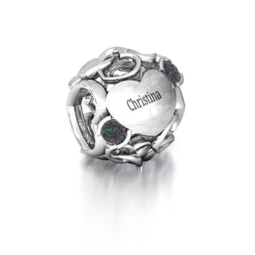 Party of Hearts Bracelet Charm – Sterling Silver with Alexandrite