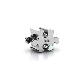 Puzzle Piece of your Heart Bracelet Charm in 925 Sterling Silver with Opal
