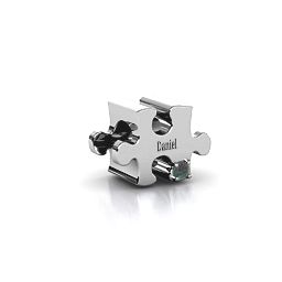 Puzzle Piece of your Heart Bracelet Charm in 925 Sterling Silver with Alexandrite