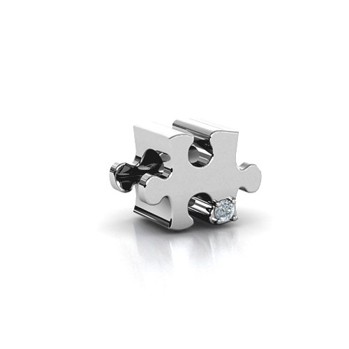 Puzzle Piece of your Heart Bracelet Charm – Sterling Silver with Cubic Zirconia