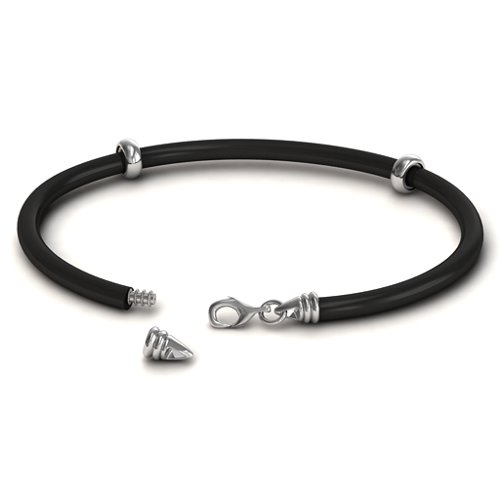 7.5" Leather Bracelet with Silver Clasps – Sterling Silver