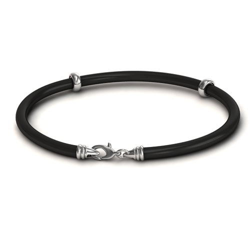 7.5" Leather Bracelet with Silver Clasps – Sterling Silver