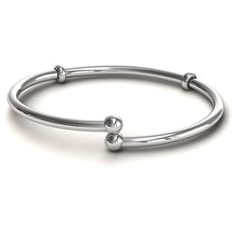 7" Silver Flex Bangle Charm Bracelet in 925 Sterling Silver
