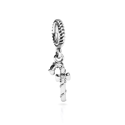 Candy Cane Bracelet Charm – Sterling Silver with White Premium Zirconia