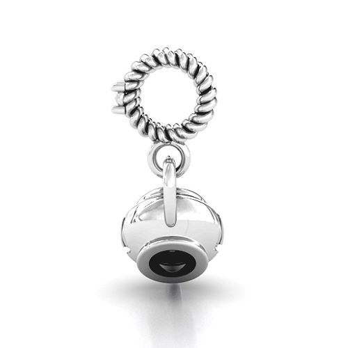 Teapot with Hearts Bracelet Charm – Sterling Silver with Opal