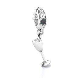 Raise Your Champagne Flute Bracelet Charm in 925 Sterling Silver with Alexandrite