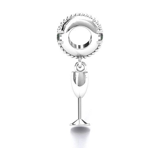 Raise Your Champagne Flute Bracelet Charm – Sterling Silver with Alexandrite