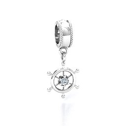 Ship's Wheel Bracelet Charm in 925 Sterling Silver