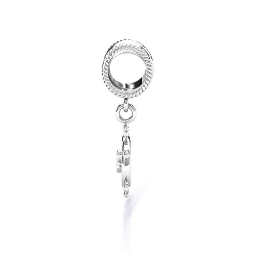 Ship's Wheel Bracelet Charm – Sterling Silver with Opal