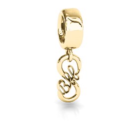 BFF Dangling Infinity Bracelet Charm in 9K Solid Yellow Gold