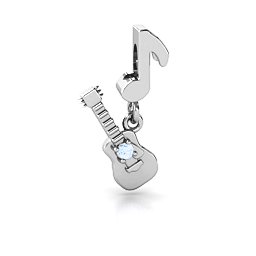 Music Lovers Bracelet Charm in 925 Sterling Silver with Aquamarine