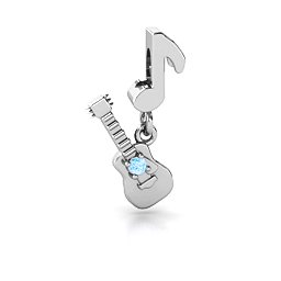 Music Lovers Bracelet Charm in 925 Sterling Silver with Blue Topaz