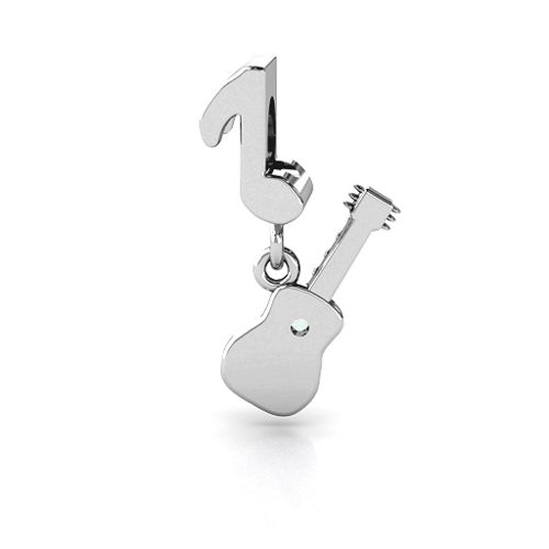 Music Lovers Bracelet Charm – Sterling Silver with Opal