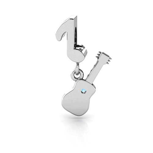 Music Lovers Bracelet Charm – Sterling Silver with Blue Topaz